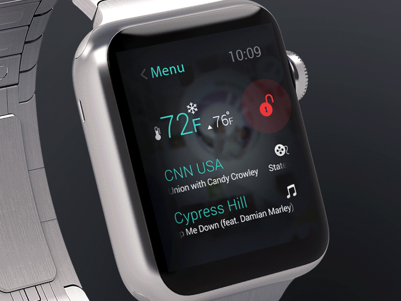 Smart home control with Apple Watch animation apple concept control gif ios iwatch smarthome smartwatch ui user interface watch