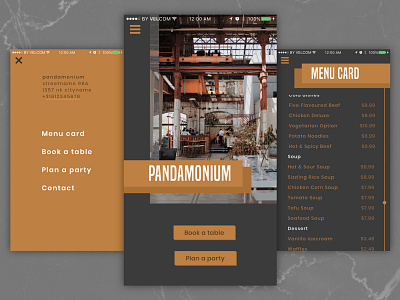 Restaurant iPhone app design project generator ui ux