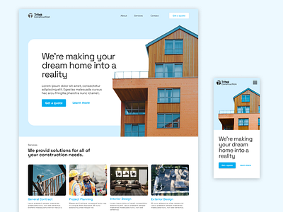 Tritek Construction - Website Design branding construction design landing page real estate ui web web design website