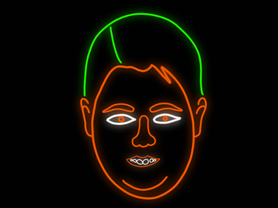 Neon Eli face green neon orange sketch