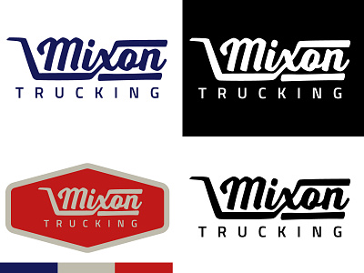 Mixon Trucking Logo badge blue branding design icon illustration logo red trucking vector