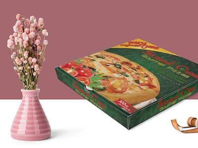 Premium Pizza Box Packaging Label Mockup
