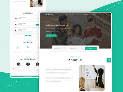 Job Finding Landing Page comments design flat likes share typography ui ux web website