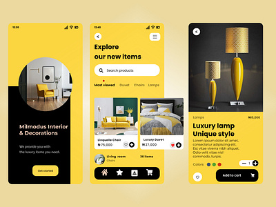 MILMODUS FURNITURE APP SCREENS