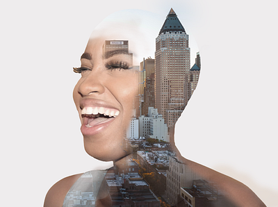 Woman Metropolis double exposure graphic design photoshop student project