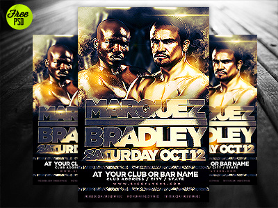 FREE Bradley vs. Marquez Flyer Template PSD free psd poster flyer design bradley marquez boxing boxing glove