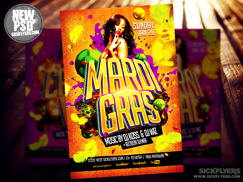 Mardi Gras Flyer Template PSD by Industrykidz on Dribbble