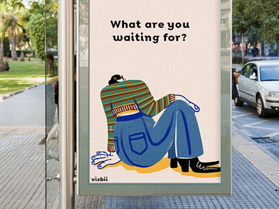 What Are You Waiting For? 60s advertisement billboard bold character digital art fashion fun hand drawn humor illustration retro visbii