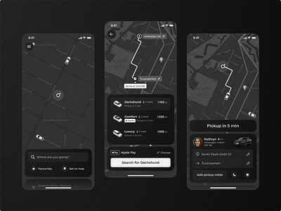 🚕 Taxi Booking App | Mobile App black and white booking car dark theme driver ios mobile app request a ride ride taxi taxi booking