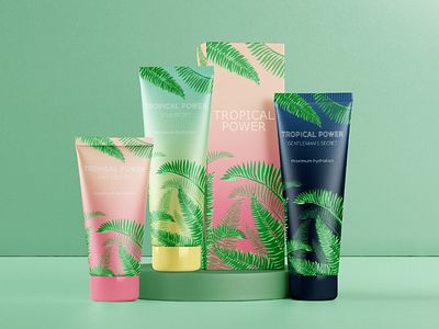 Tropical Skin Care Cosmetics branding bright care crema graphic design illustration logo product design tropical vector