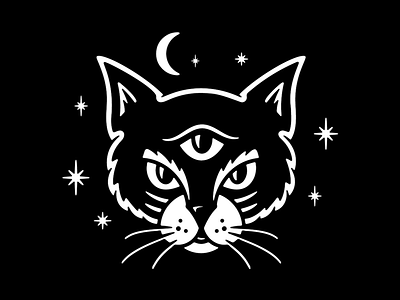 Wiccan cat cat halloween logo print stickers