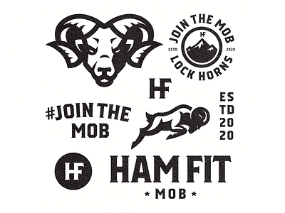 Ham Fit Mob brand crossfit fitness gym identity illustration logo