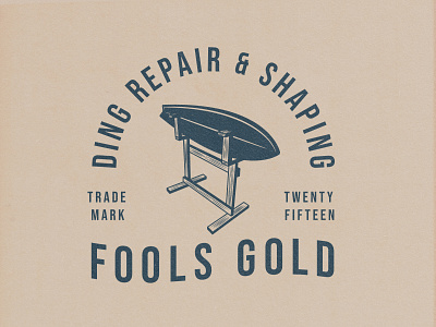 Fools Gold Surfboard Repair Shop branding illustration logo surfing