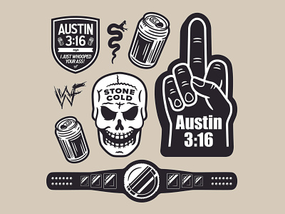 Stone Cold Flash Sheet badge branding illustration logo logo design stone cold steve austin wrestling wwf