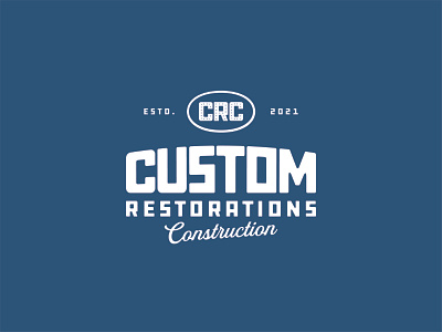 Custom Restorations Construction Logo apparel badge brand branding construction design illustration logo logo design vector
