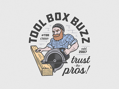 Tool Box Buzz Badge apparel badge brand branding construction design illustration logo logo design tools vector