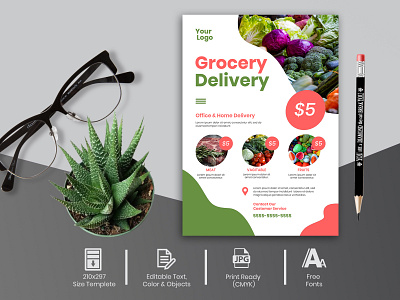 Grocery Delivery Shope Marketing Flyer Templete