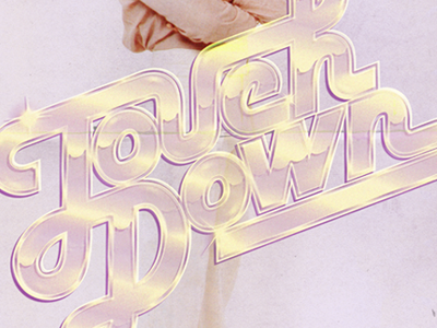 Touchdown typography vintage retro 70s airbrush custom type lettering disco boogie shiny