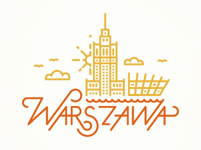 Warszawa buildings city illustration illustrator minimal minimalistic poland skyline typography warsaw warszawa