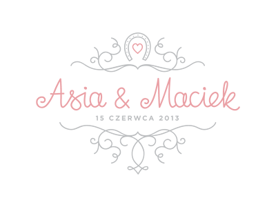Asia & Maciek hand lettering heart horseshoe lettering logo mark script wedding