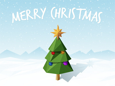 Merry Christmas Dribbblers merry christmas christmas tree star illustration low poly cinema 4d illustrator photoshop snow