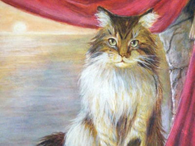 Commissioned Pair of Pet Portraits acrylic cats illustration painting pets portrait renaissance