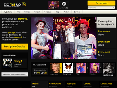 Zicmeup Redesign - Homepage dark home music ui ux yellow zicmeup