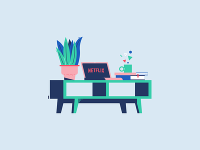 Netflix & Chill colors flat graphic design illustration vector