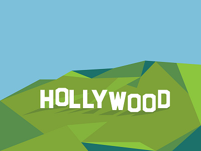 Hollywood sign animation dinosaurs illustration motion graphics vector