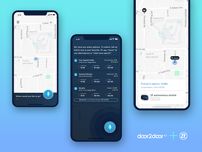 Voice recognition rideshare app autonomous door2door ios iphone x microsoft rideshare voice zf