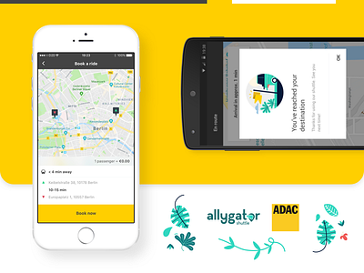 allygator meets ADAC android app interface ios rideshare ui ux