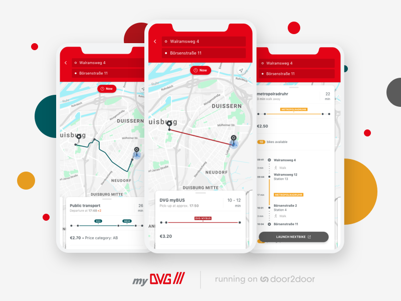 myDVG multimodal app rideshare ridepooling ux-ui uidesign public transportation maps transportation mobility android iphone x iphone app
