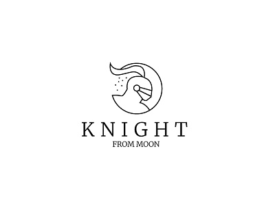 Knight from moon logo design design logo illustration knight logo logo concept logodesign monoline monoline logo moon simple star