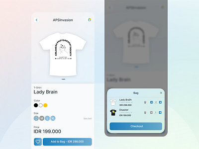 Clothing App - Add to Bag & Checkout Screens