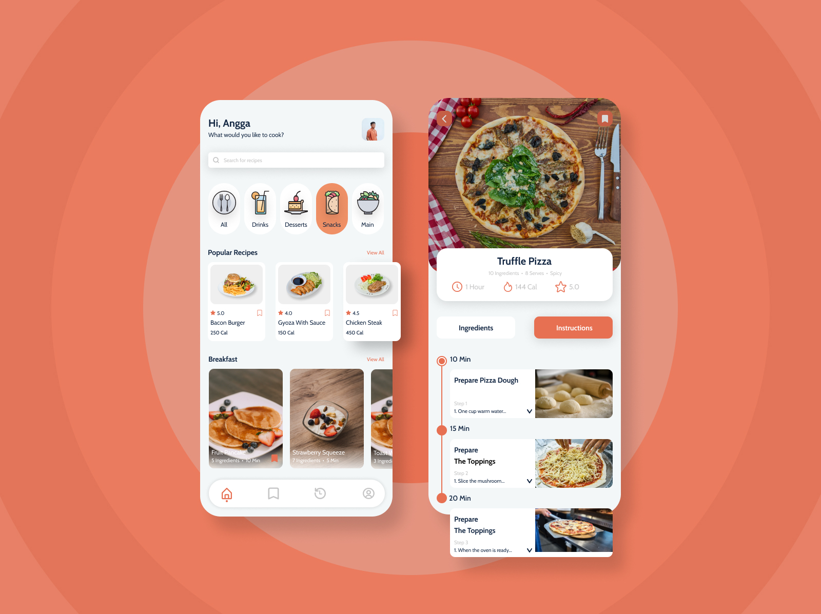 Food Recipe Cooking App - Home & Instruction Screens by Robby Angga on ...