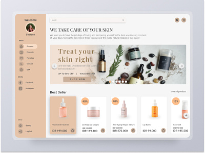 Skincare E-commerce Website - Home Page Screen ui