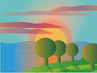 My First Design beach design graphic design illustration illustrator sea sun sunsets trees