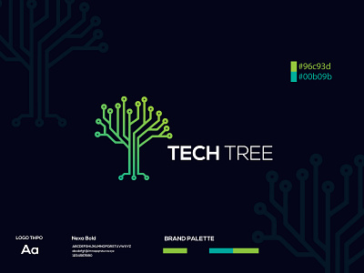 tech tree creatibe logo flatlogo gradint logo logo and branding logo design minimal logo minimalist logo modan logo tech logo tree logo