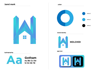 HOLCHOI app design branding creatibe logo gradint logo home logo logo design mandala minimalist logo