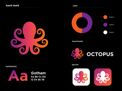 Octopuslogo app design branding creatibe logo gradint logo logo and branding logo design minimalist logo