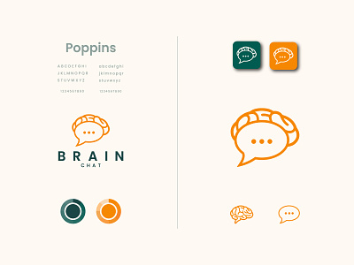 Chat logo, Brain chat logo and branding