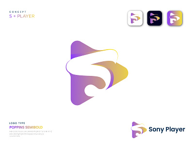 Sony player Logo Design and Branding app brand identity branding company flat logo gradient logo icon live logo and branding logo design minimalist logo modern logo multimedia music play player record sound streaming video