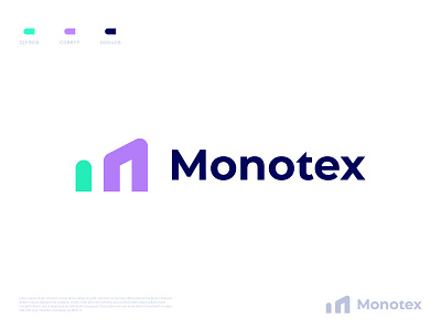 Monotex logo design. branding business data financial geometric identity logo m m logo m tech marketing agency software start up symbol technology technology logo