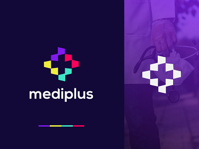Mediplus Logo design brand branding clever colorful concept cross dentistry health icon logos logotype mark media medical logo medicine minimal pharma pharmacy plus simple