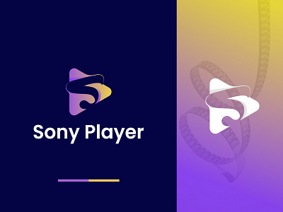 Sony player Logo Design brand identity branding creative logo flat logo gradient logo icon live logo and branding logo design minimal logo minimalist logo modern logo music play player record sound startup streaming vedio