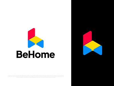 Behome - b home logo b b home branding clever colorful logo creative flat home home service house logo logo design logos minimal modern logo real estate roof simple smart visual identity