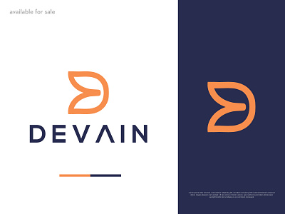Devain logo, d logo, leaf logo