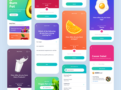 Questions - Daily routine task screen android app design designer figma fit illustration interaction ios material meal mobile question and answer sketch steps ui user experience user interface ux