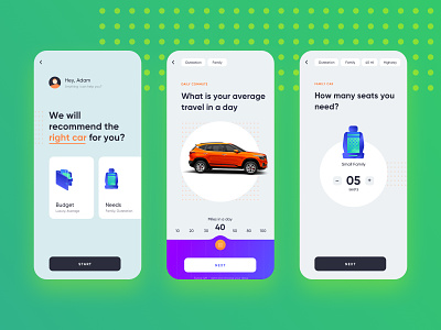 Car Recommendation Screen android app design app app screen car app design car design concept design designer icons design interaction design ios app design landing page design mobile design product design recommendation suggestion screen ui design ui designer ux design ux designer web design