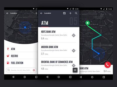 Locator - Material Design android app design direction finder ios listing location locator material mobile search